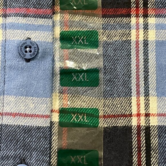 (NWT) STILLWATER SUPPLY Flannel long shirt. Blue/Burgundy plaid, 2XL - Picture 5 of 10